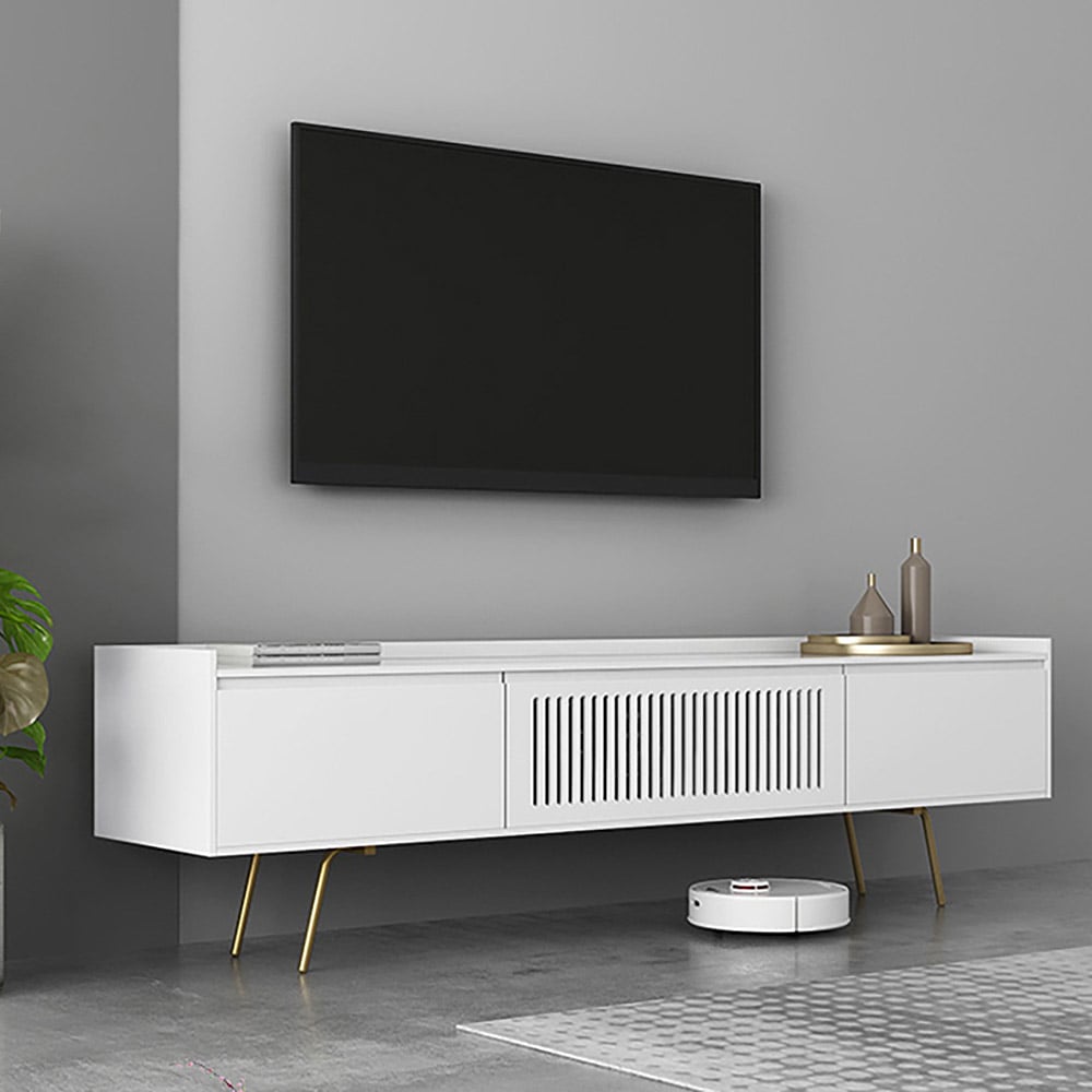 1800mm White TV Stand Nordic Media Console with 2 Doors in Small window image