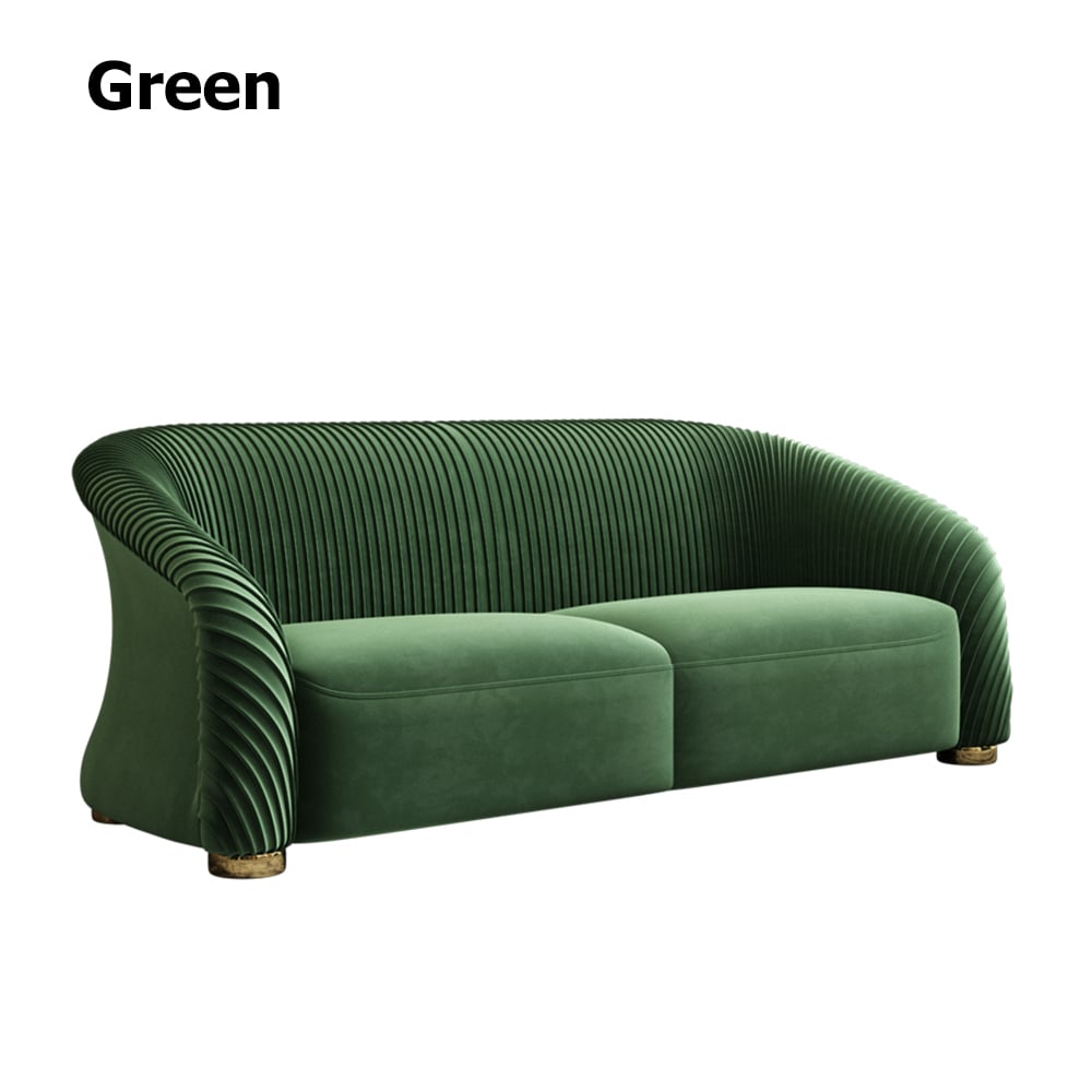 85" Luxury Sofa Nappa Leather Upholstered Sofa 3-Seater Modern Sofa-Green window image