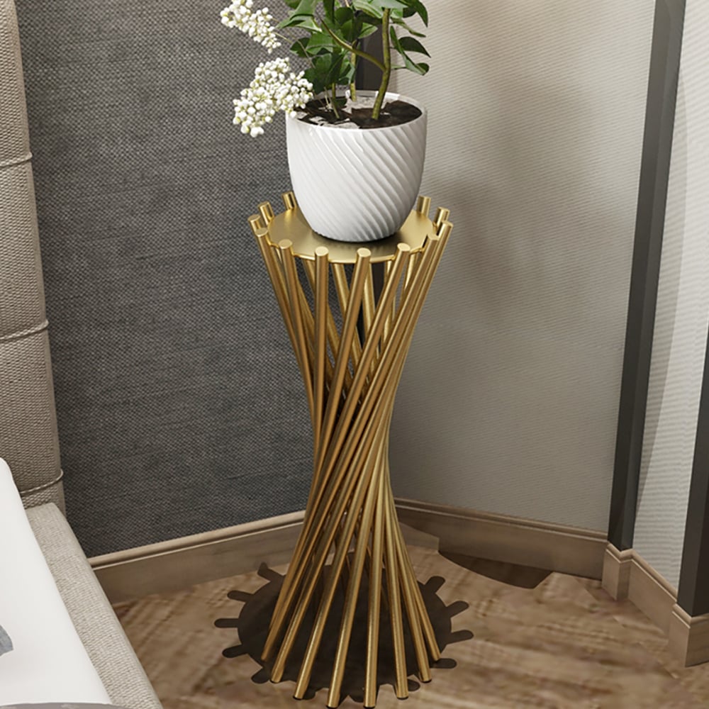 Unique Shaped Simplified Plant Stand in Gold window image