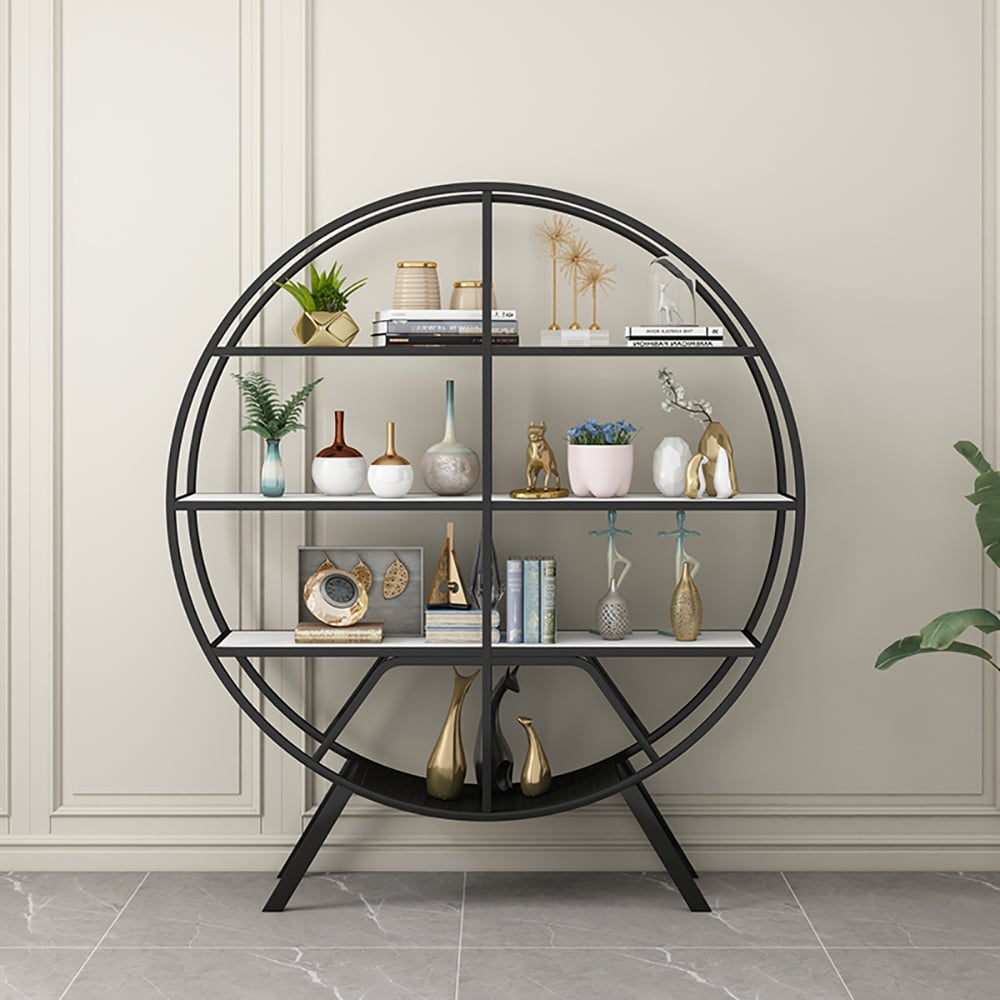 Contemporary Freestanding Round Etagere Bookshelf window image