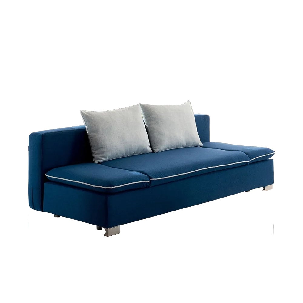 Full Sleeper Sofa Blue Upholstered Convertible Sofa with Storage 3 Function window image