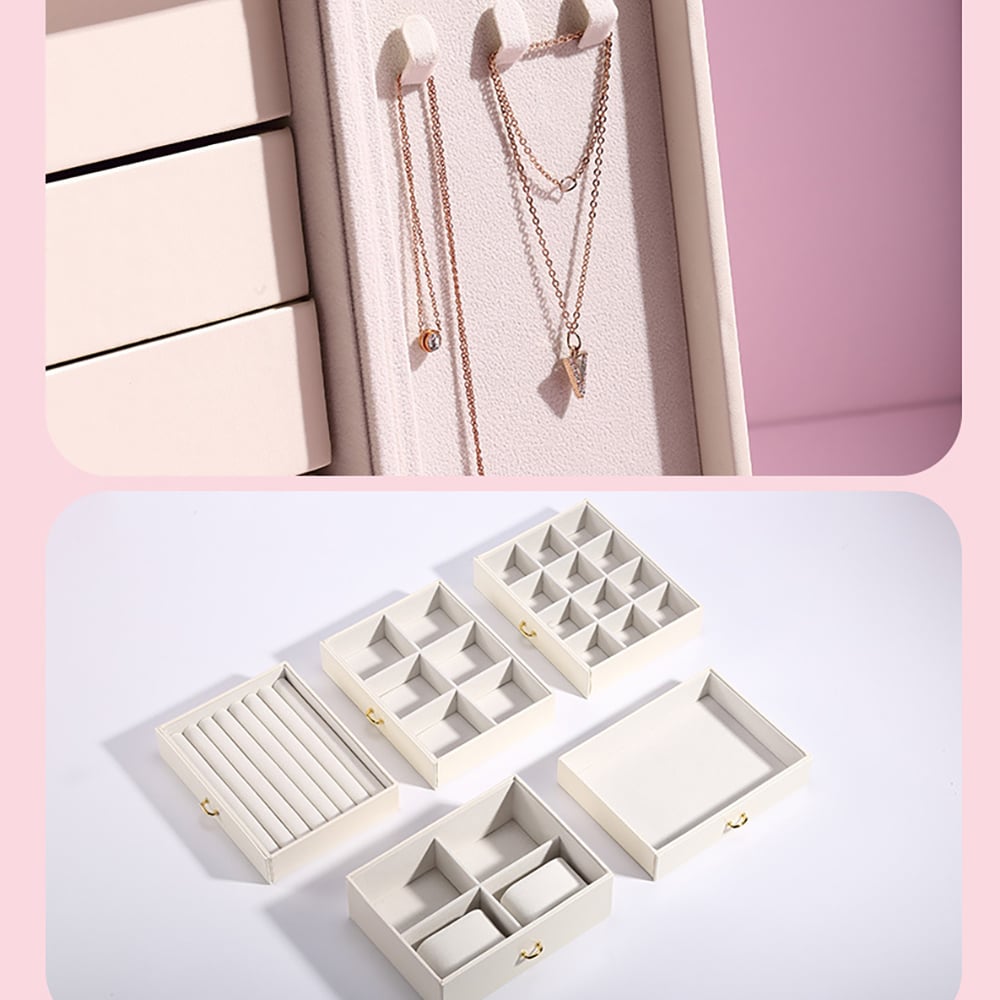 Modern Leather Jewelry Box with Doors in White window image