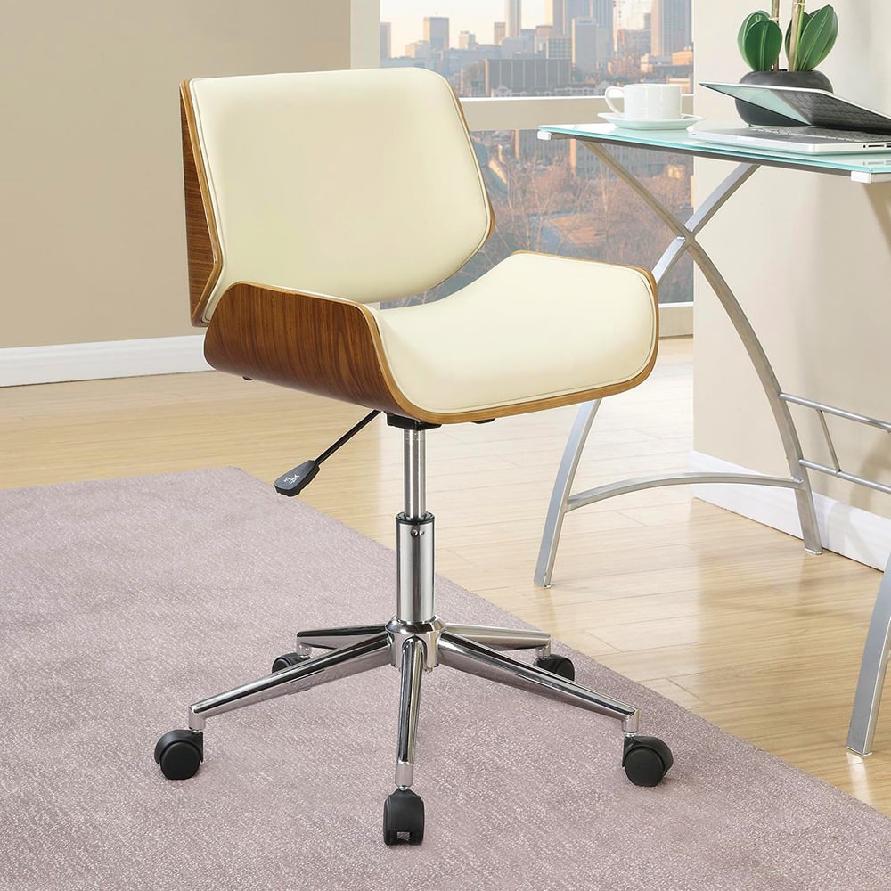 Modern Leather Task Chair for Desk Upholstered Swivel Office Chair window image