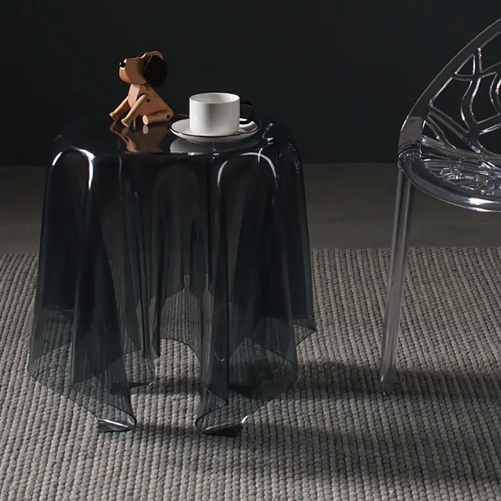 Nordic Creative Table d'appoint flottante ronde en PVC gris fumé image de fenêtre