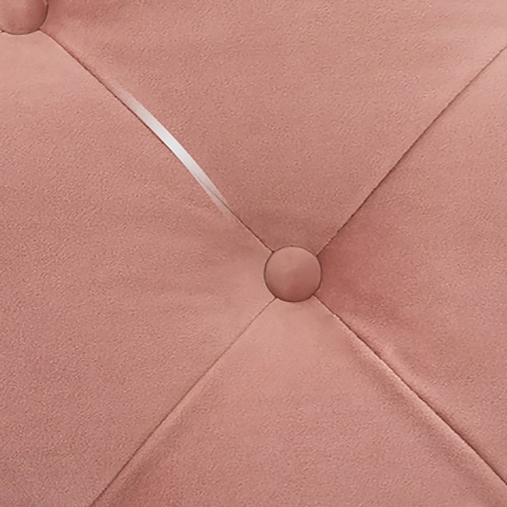 Pink Tufted Ottoman Stool Velvet Upholstered Ottoman Storage Bench window image