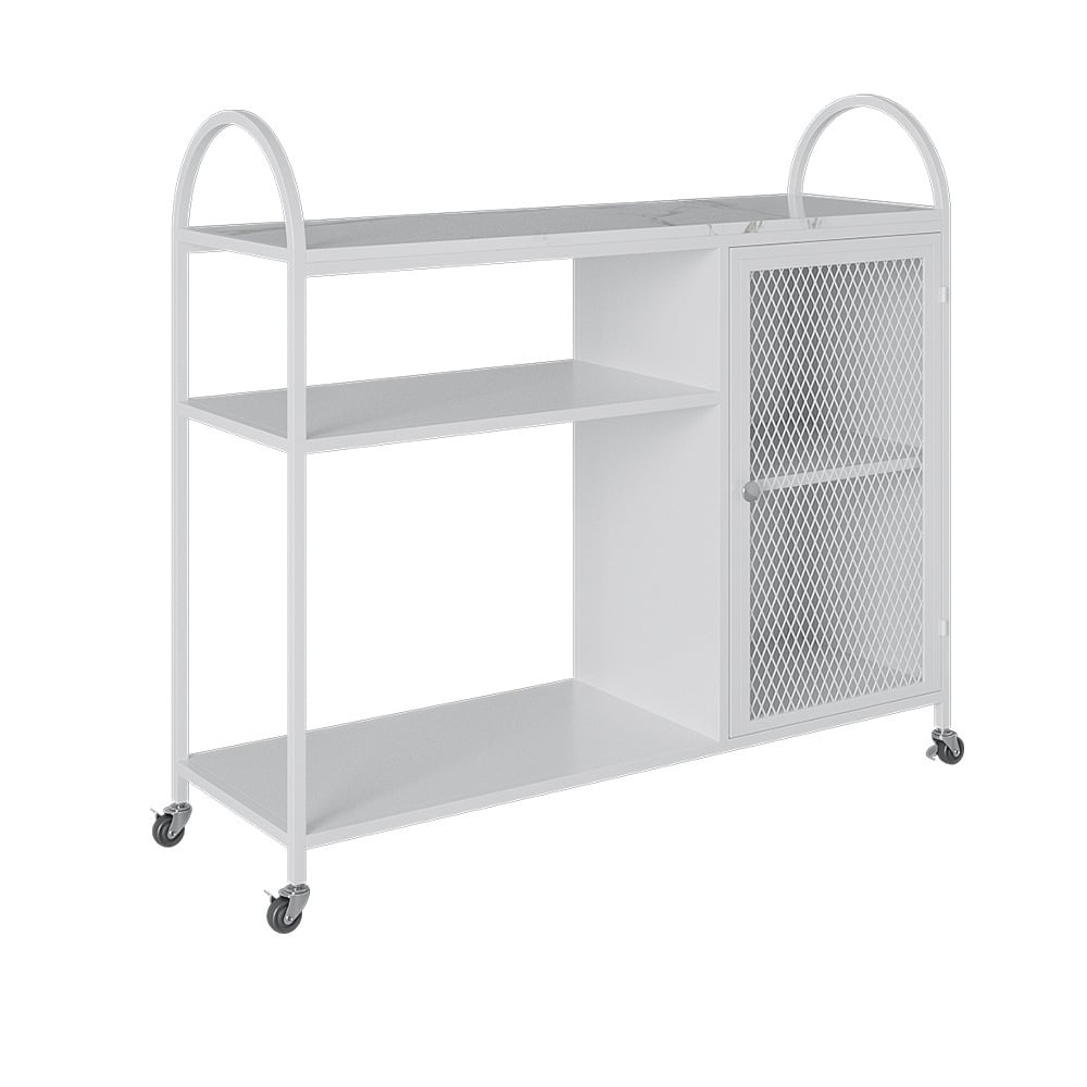 White Kitchen Island Neo-Chinese Removable Kitchen Cabinet in Large window image