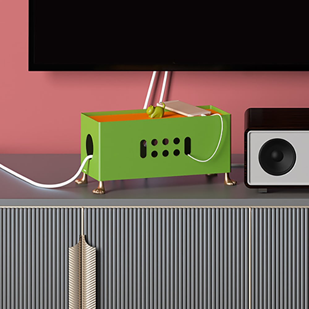 Modern Desk Electrical Wire Organizer Box with Lid & Mini Cat Legs window image