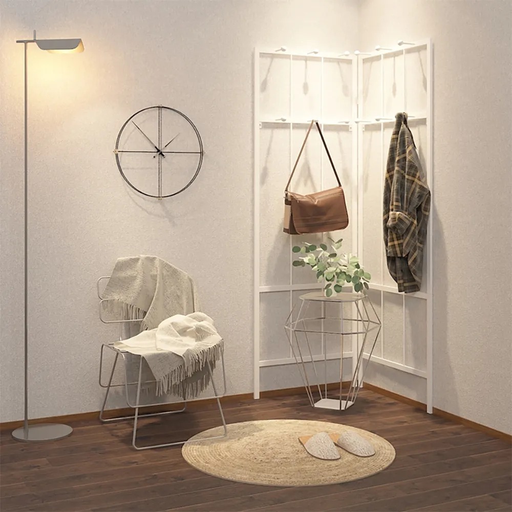 2-Panel Wall Mounted Coat Rack Storage Display Rack with Hooks window image