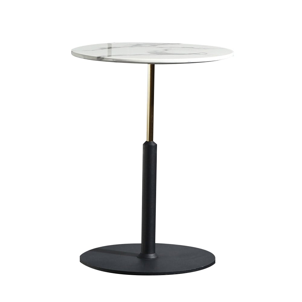 Modern White Round Bar Table with Marble Tabletop window image