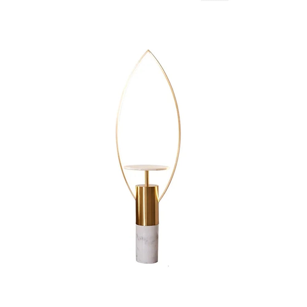 Modern Gold Floor Lamp with Shelves Table LED and Marble Base Candle Shape window image