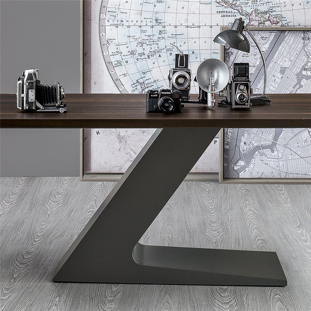 63" Rectangular Black Writing Desk Z-Shaped Office Desk window image
