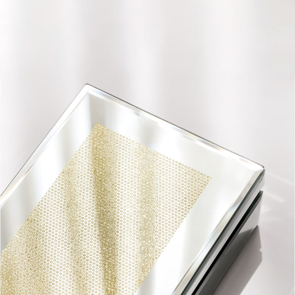 Modern Glass Jewelry Box Organizer Desk with Drawer window image