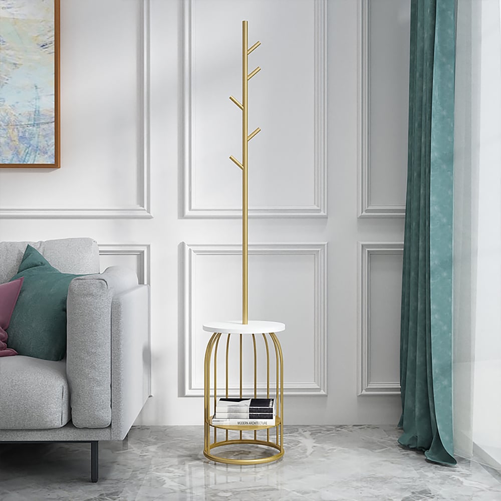 69'' Gold Freestanding Coat Rack with Storage Shelf Branch-Shaped Metal ...