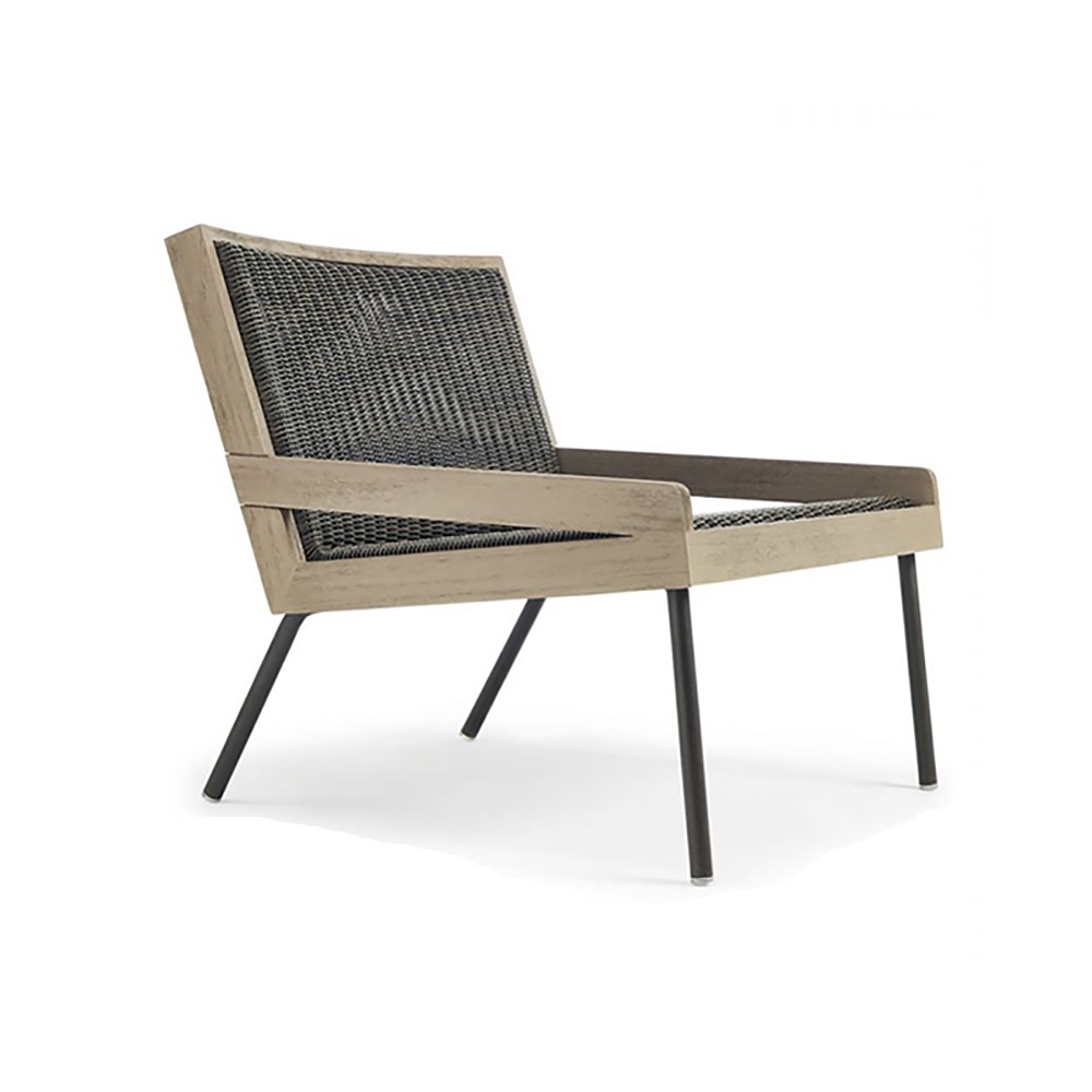 Patio Accent Chair with Teak Wood Frame and Woven Rattan Back window image