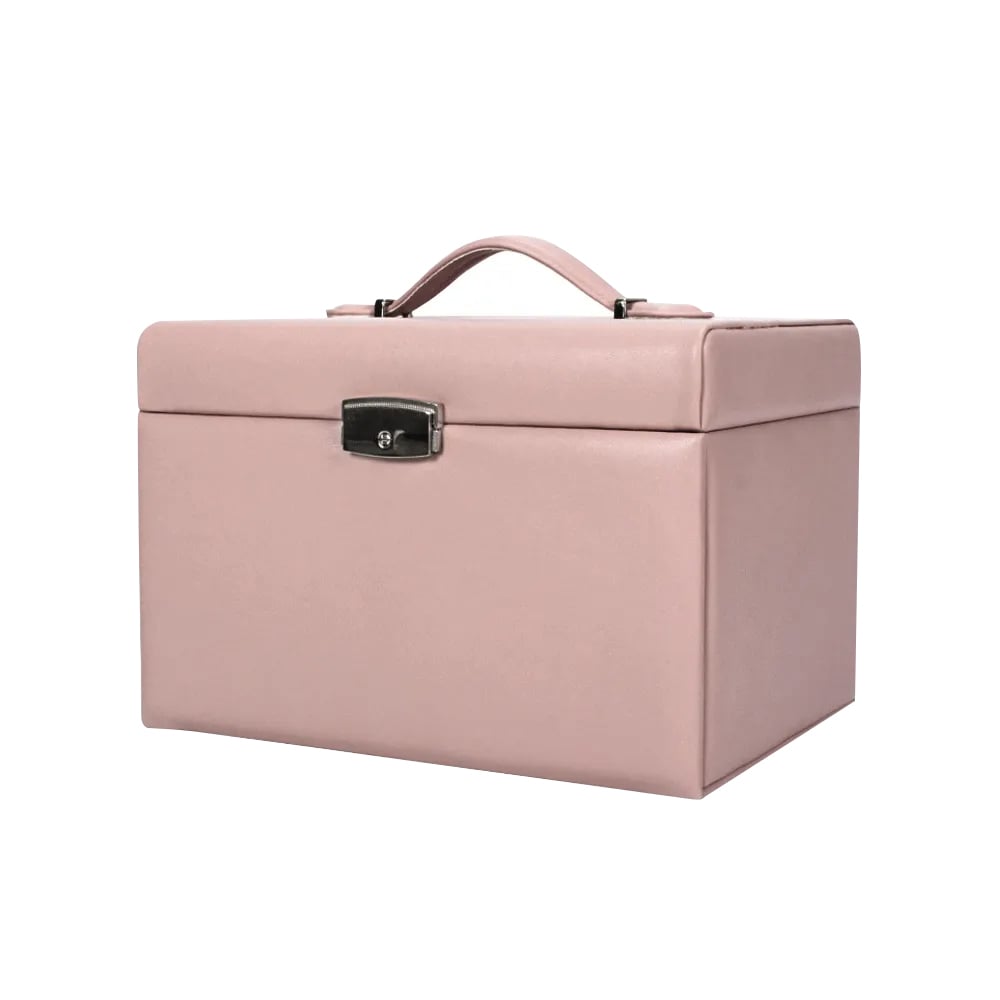 Pink PU Leather Desk Organiser Earring Holder Necklace Storage window image