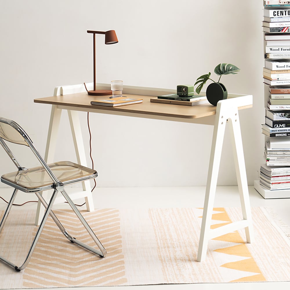 White Writing Desk with MDF Top & Metal Frame window image