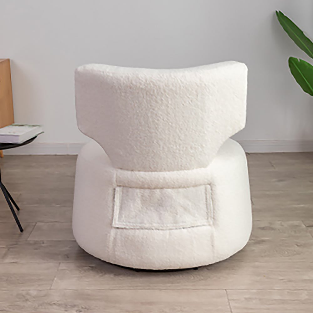 White Cute Chair Upholstered Accent Chair Swivel Chair window image