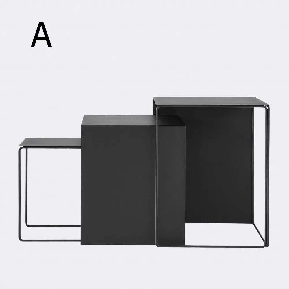 Modern Metal Side Table Set of 3 Rectangular End Table Sets window image