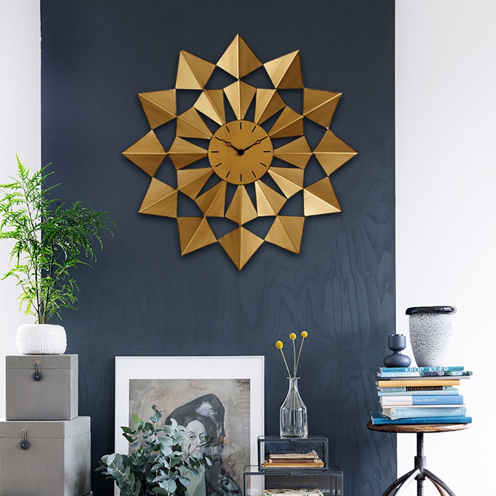 20.1" Oversized Wall Clock Creative 3D Geometric Polygon Home Decor window image