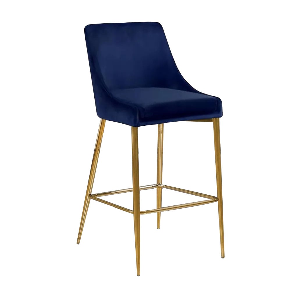 1100mm Height Bar Stool Velvet Upholstery Bar Chair in Gold with Backrest Set of 2 window image