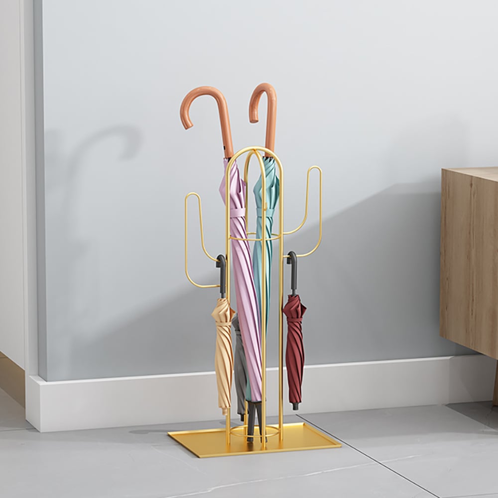 600mm Gold Metal Umbrella Stand Freestanding Cactus Shape window image