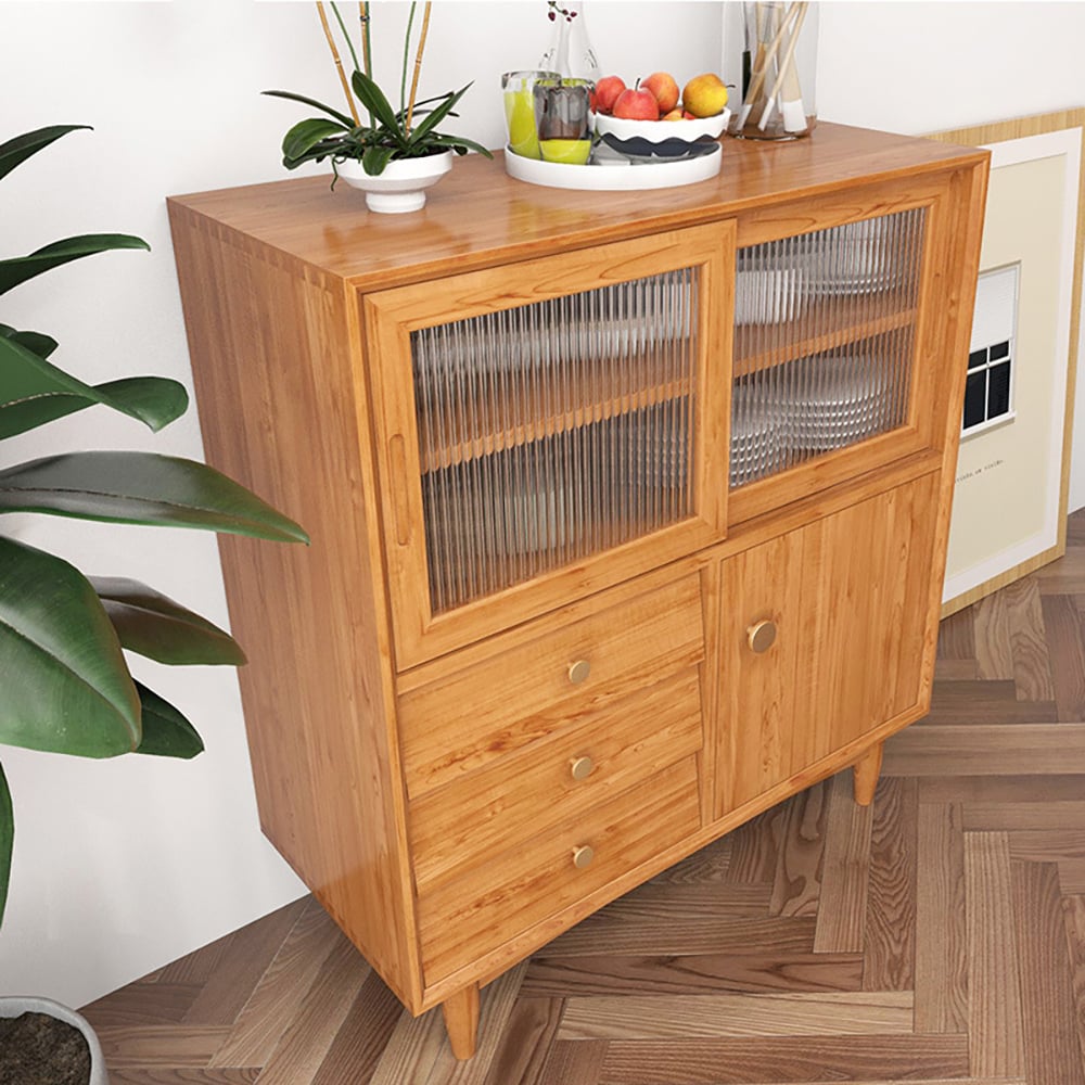 Nordic Natural Sideboard Buffet with Doors & Drawers & Shelf window image