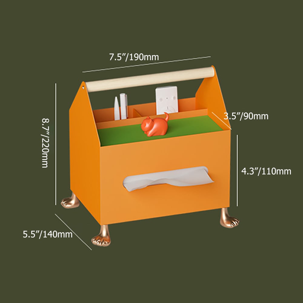 Pull-Out Tissue Box Storage Box Desk Organiser with Portable Handle window image