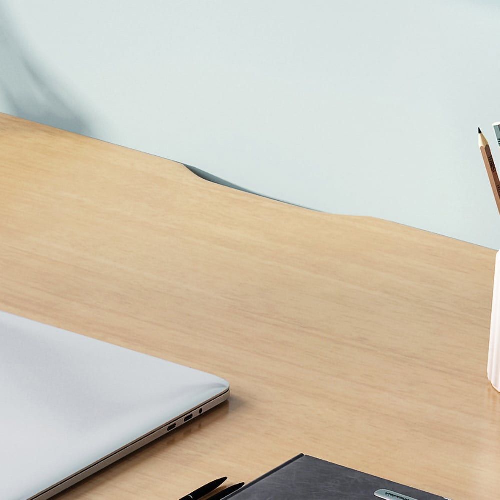 1200mm Rectangular Writing Desk with Drawers & Shelf Natural window image