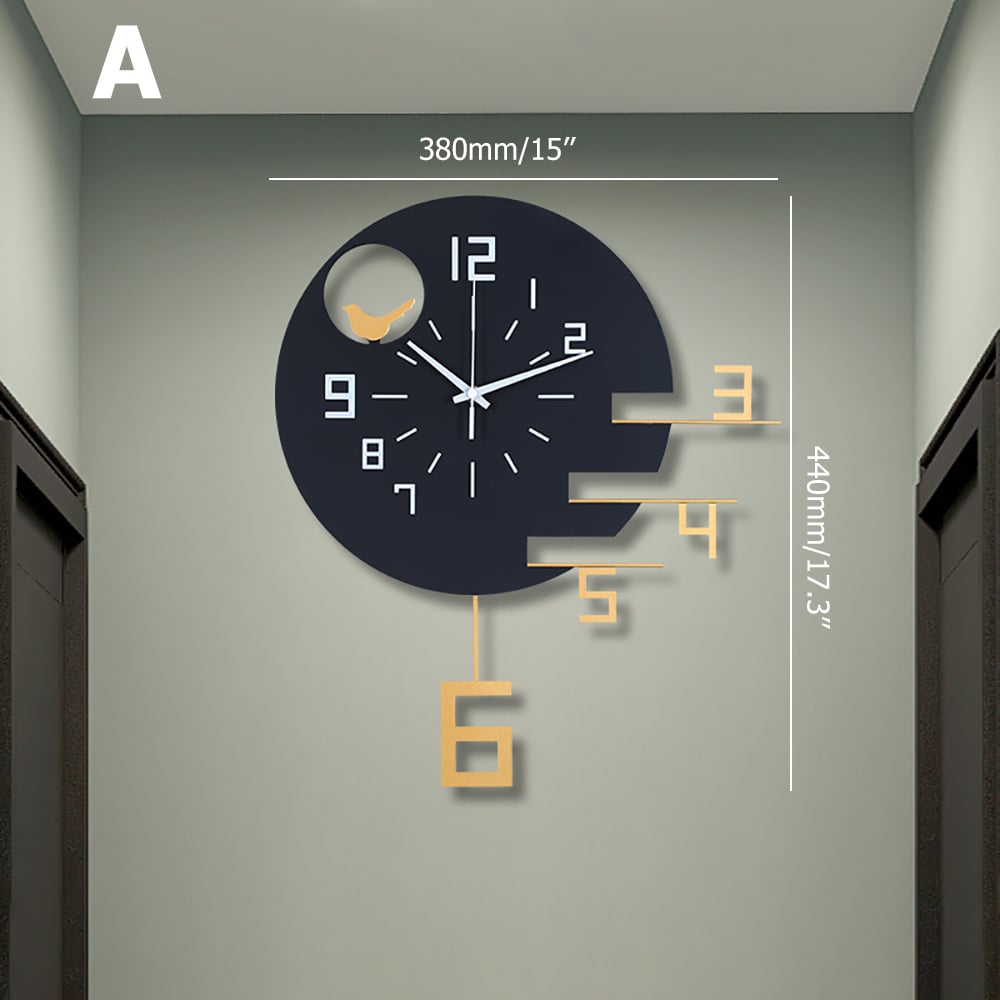 Creative Geometric Round Metal Wall Clock with Hollow-out Design Golden Pendulum window image