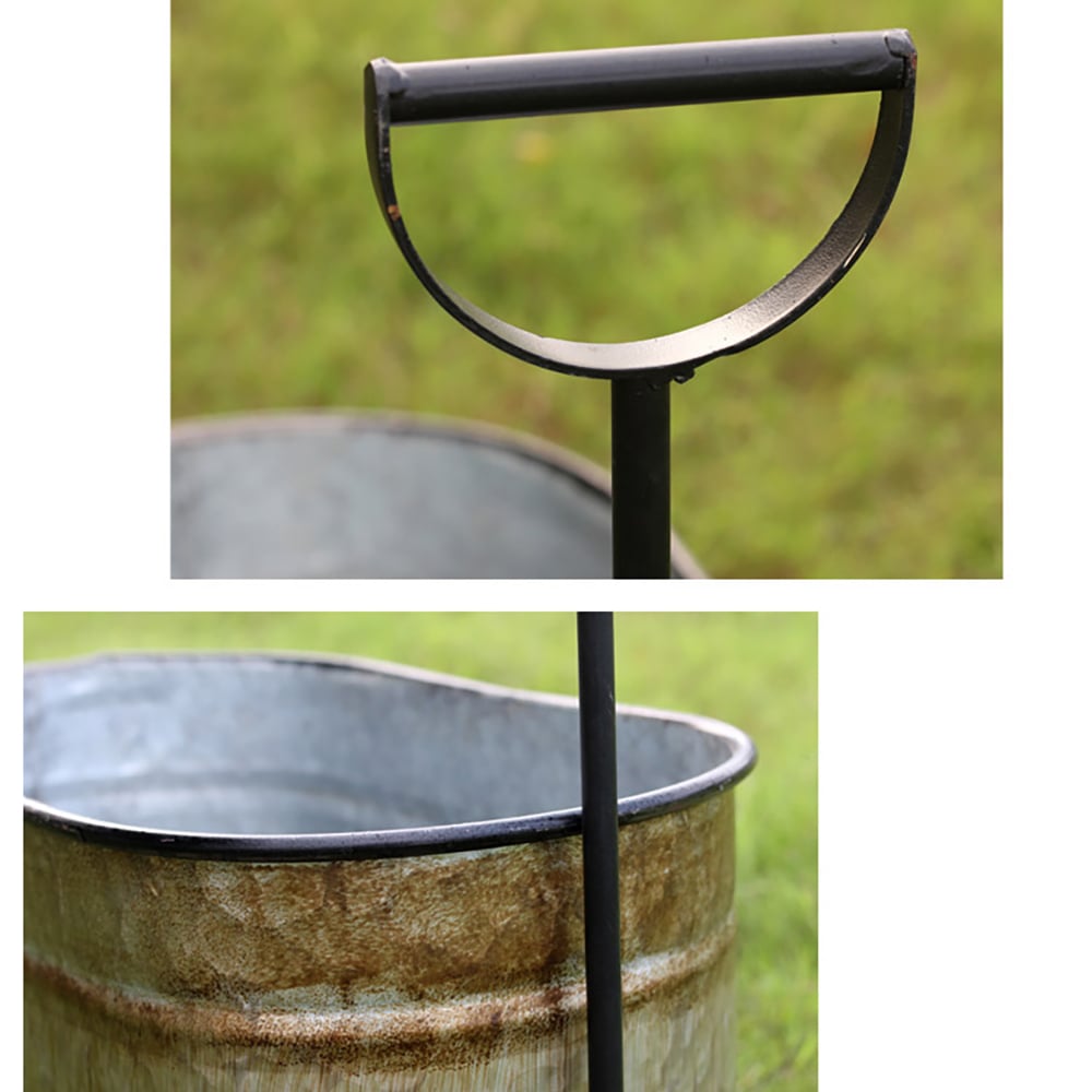 Retro Garden Cart Handcart Flowerpot with Handle&Casters window image