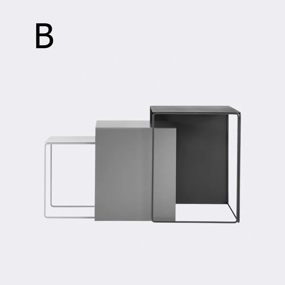 Set of 3 Modern Metal Side Table Rectangular End Table Set window image