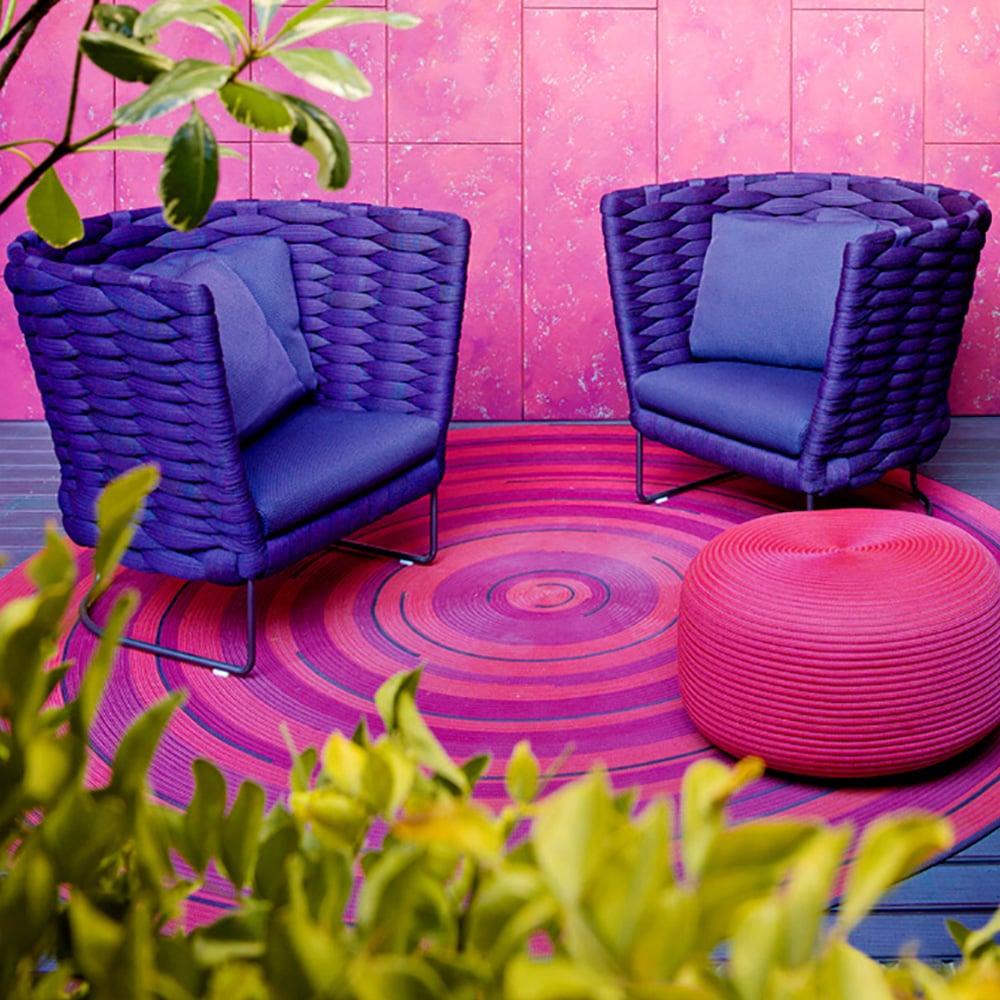 Rope Woven Patio Armchair Barrel Chair with Cushion Back-Purple window image