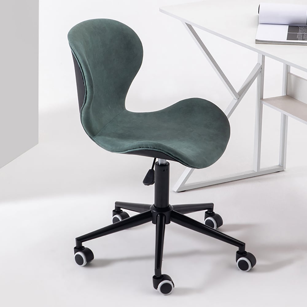 Modern Armless Leath-Aire Office Chair Ergonomic Swivel Task Chair window image