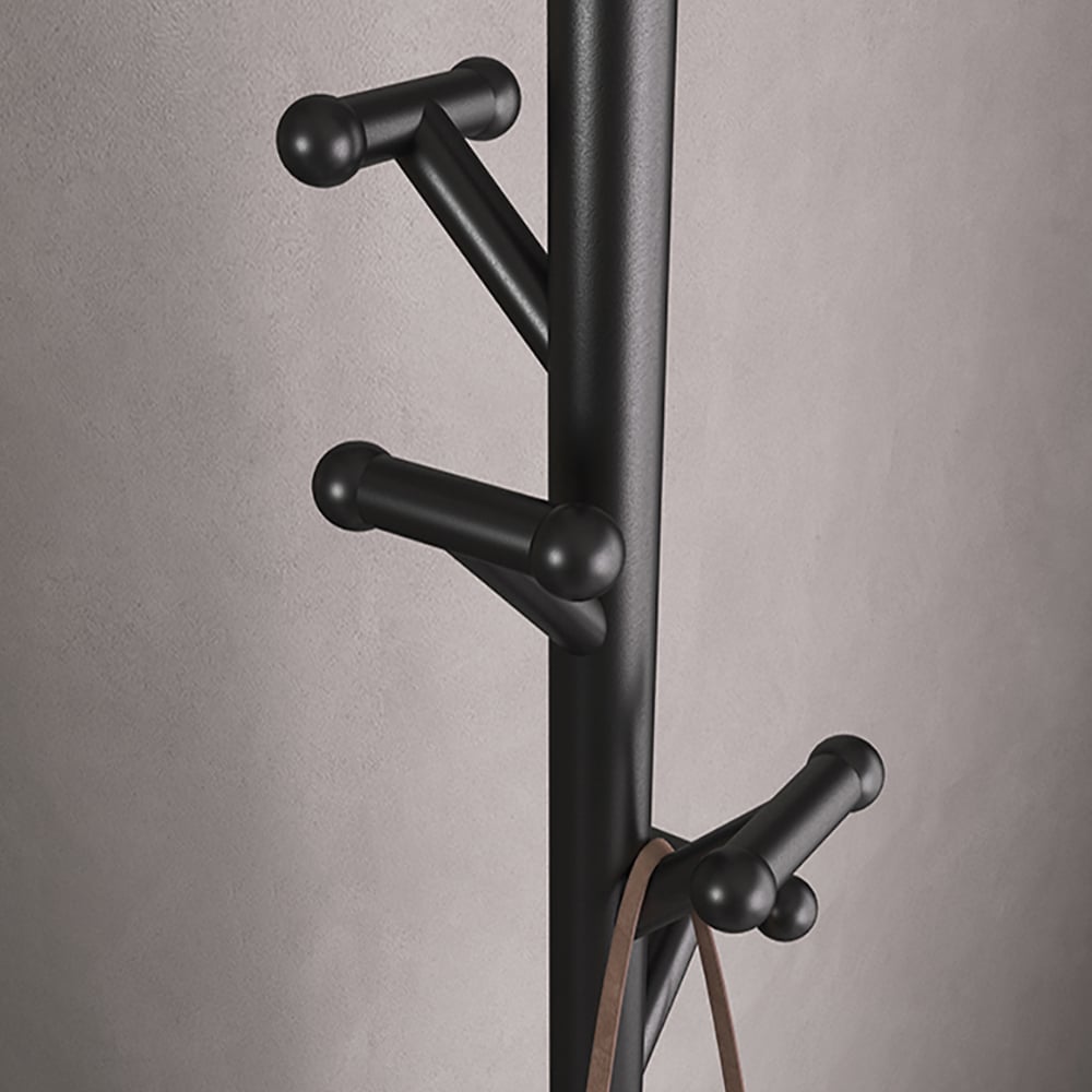 Scandinavian Style Standing Coat Stand with White Marble Base-Black window image