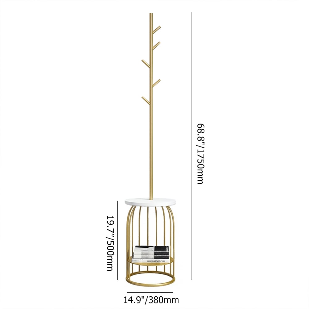 69" Black Freestanding Coat Rack with Storage Shelf Branch-Shaped Metal & Marble window image