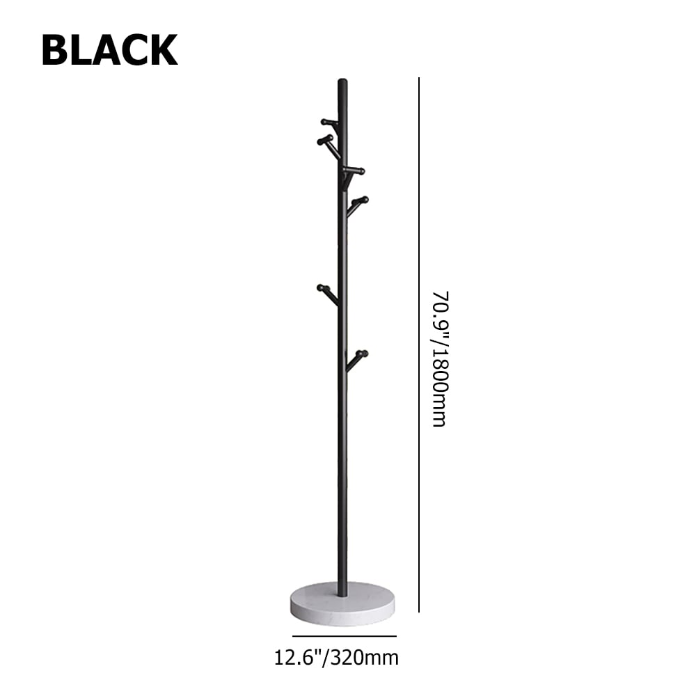 Scandinavian Style Standing Coat Stand with White Marble Base-Black window image