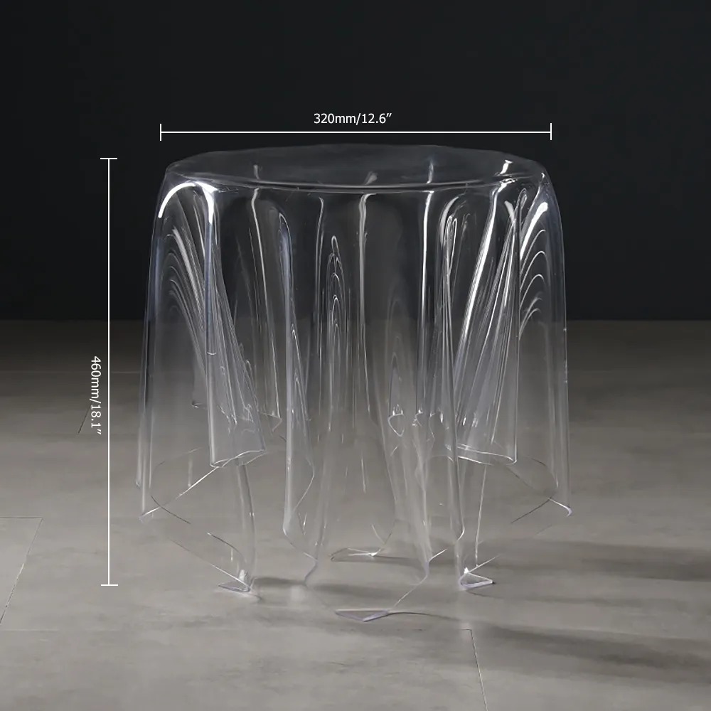 Nordic Creative Clear End Table Round Floating Side Table PVC window image