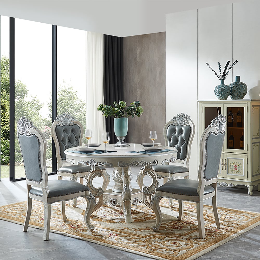 51.2"Traditional Round Dining Table in Solid Wood Vintage Dining Table window image