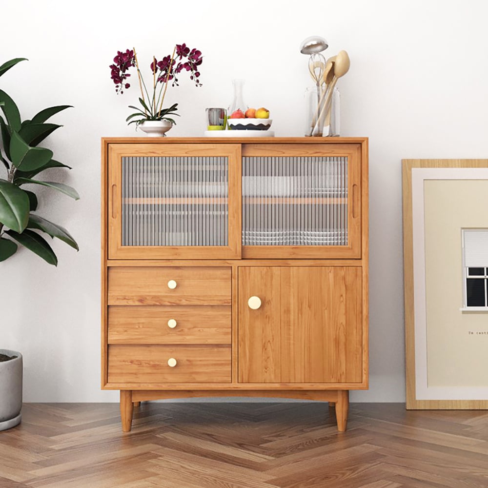 Nordic Natural Sideboard Buffet with Doors & Drawers & Shelf window image