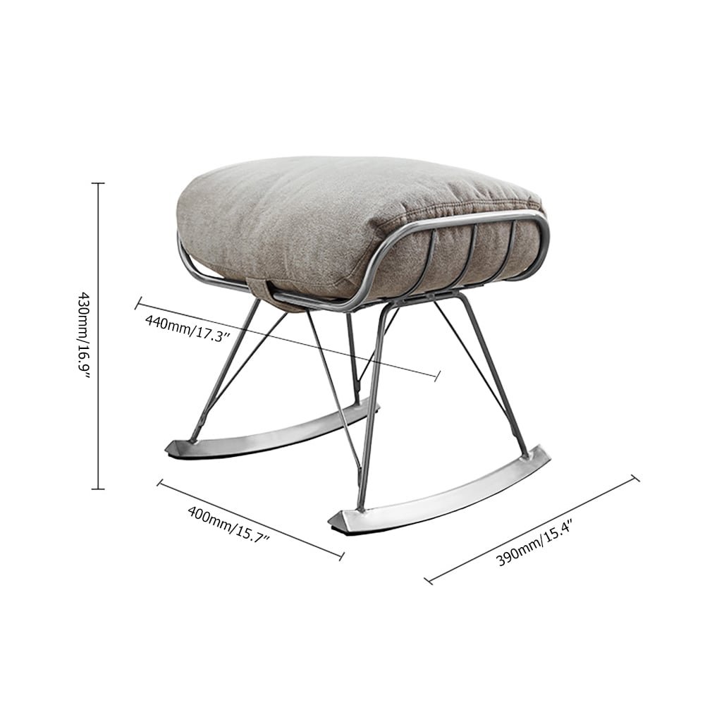 Grey Leath-Aire Chair Upholstered Ottoman Rocking Chair with Footrest in Silver window image