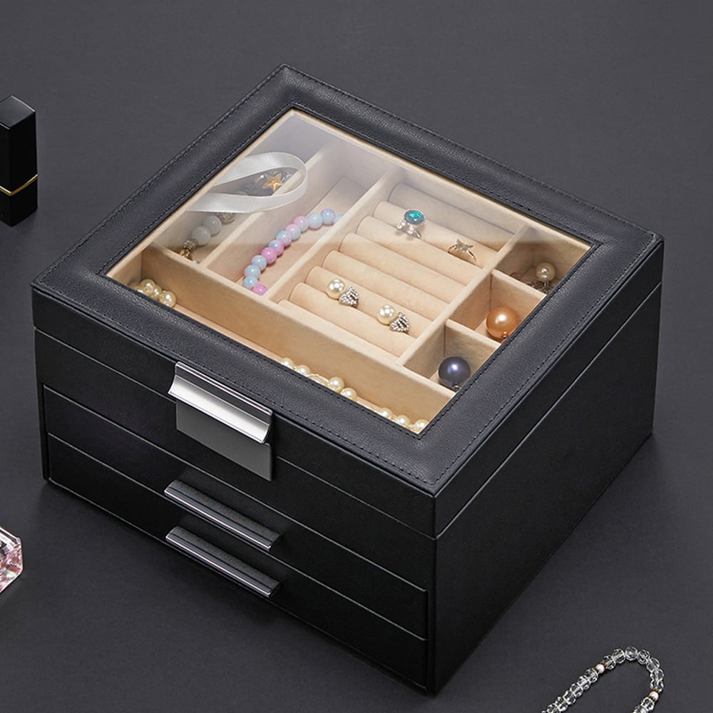 PU Leather Desk Organiser Ring Holder in Black window image
