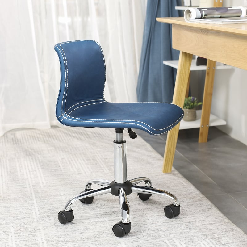 Modern PU Leather Task Chair for Desk Upholstered Swivel Office Chair in Chrome window image