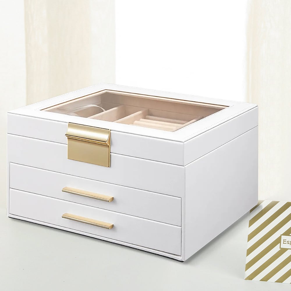 PU Leather Desk Organizer Ring Holder in White window image