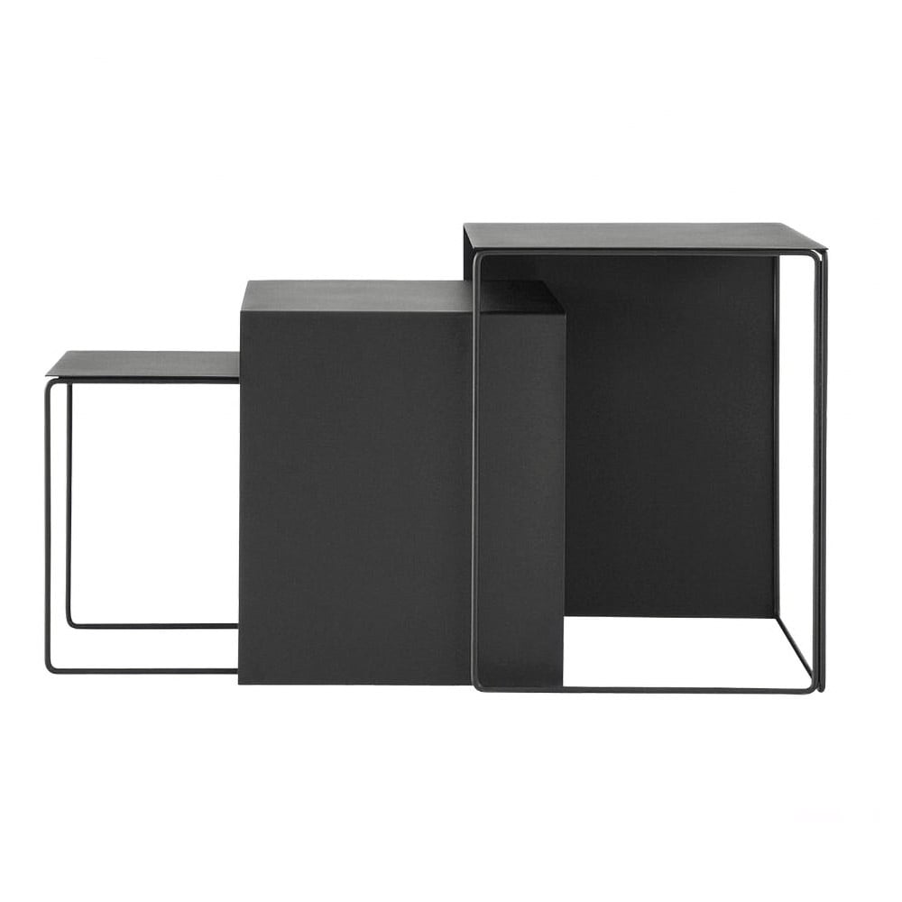 Modern Metal Side Table Set of 3 Rectangular End Table Sets window image