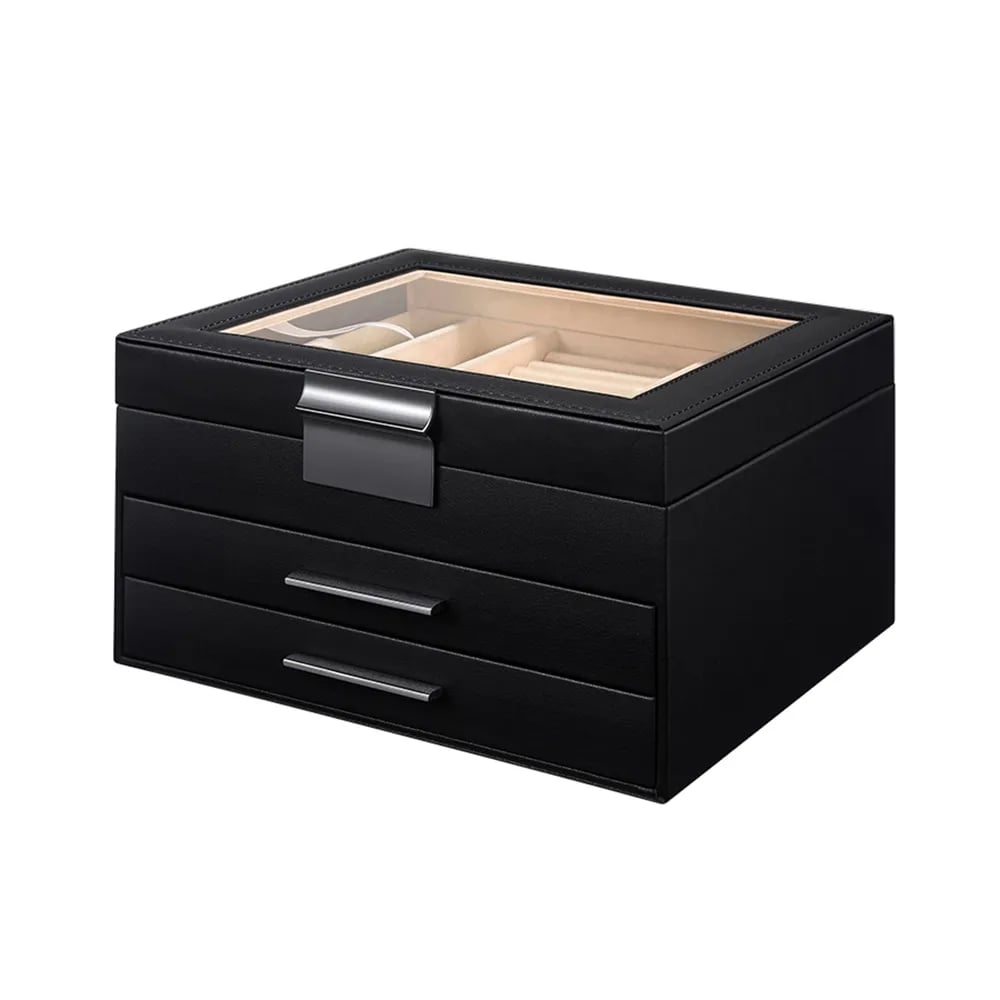 PU Leather Desk Organiser Ring Holder in Black window image