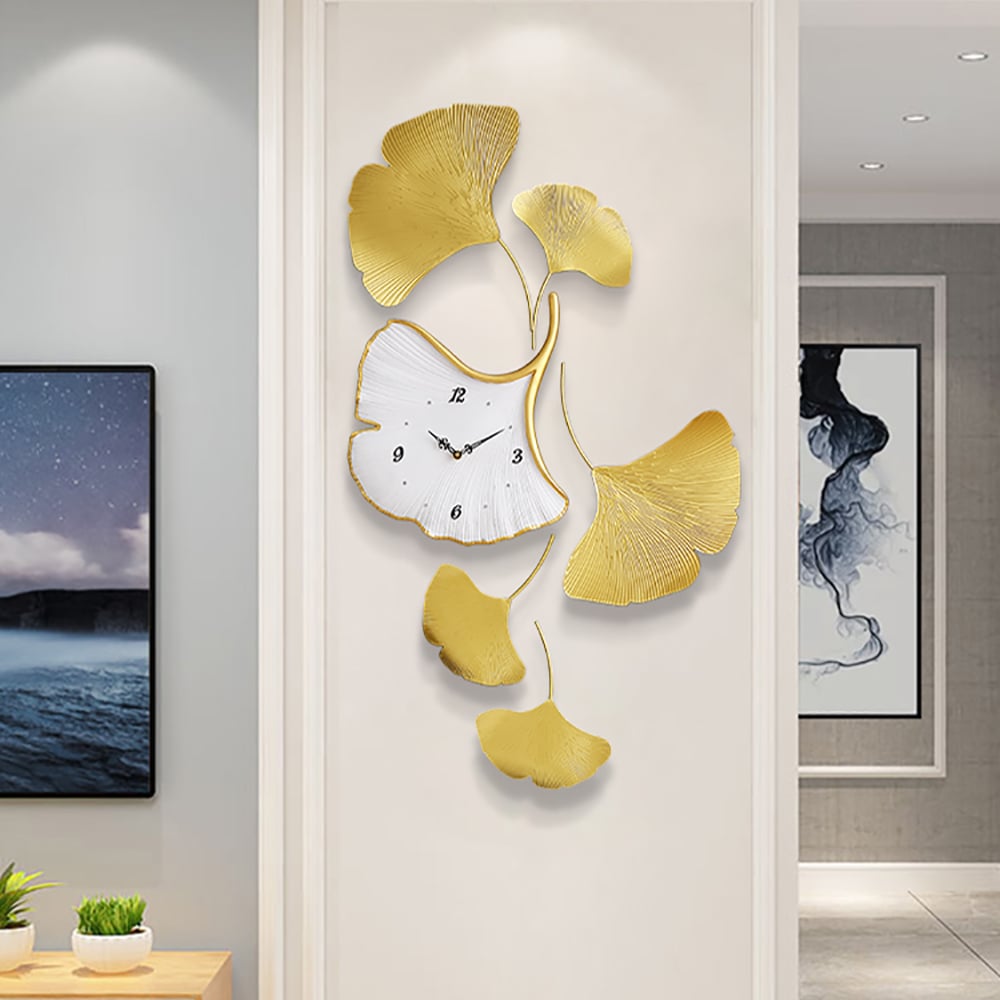 Modern Ginkgo Leaves Resin Dial Personalized Wall Clock Home Decor Art window image