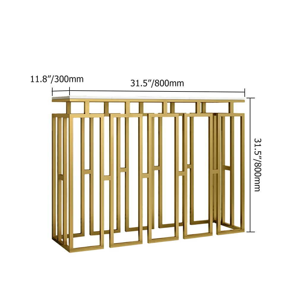 Black Narrow Console Table with Marble Top & Metal Frame window image