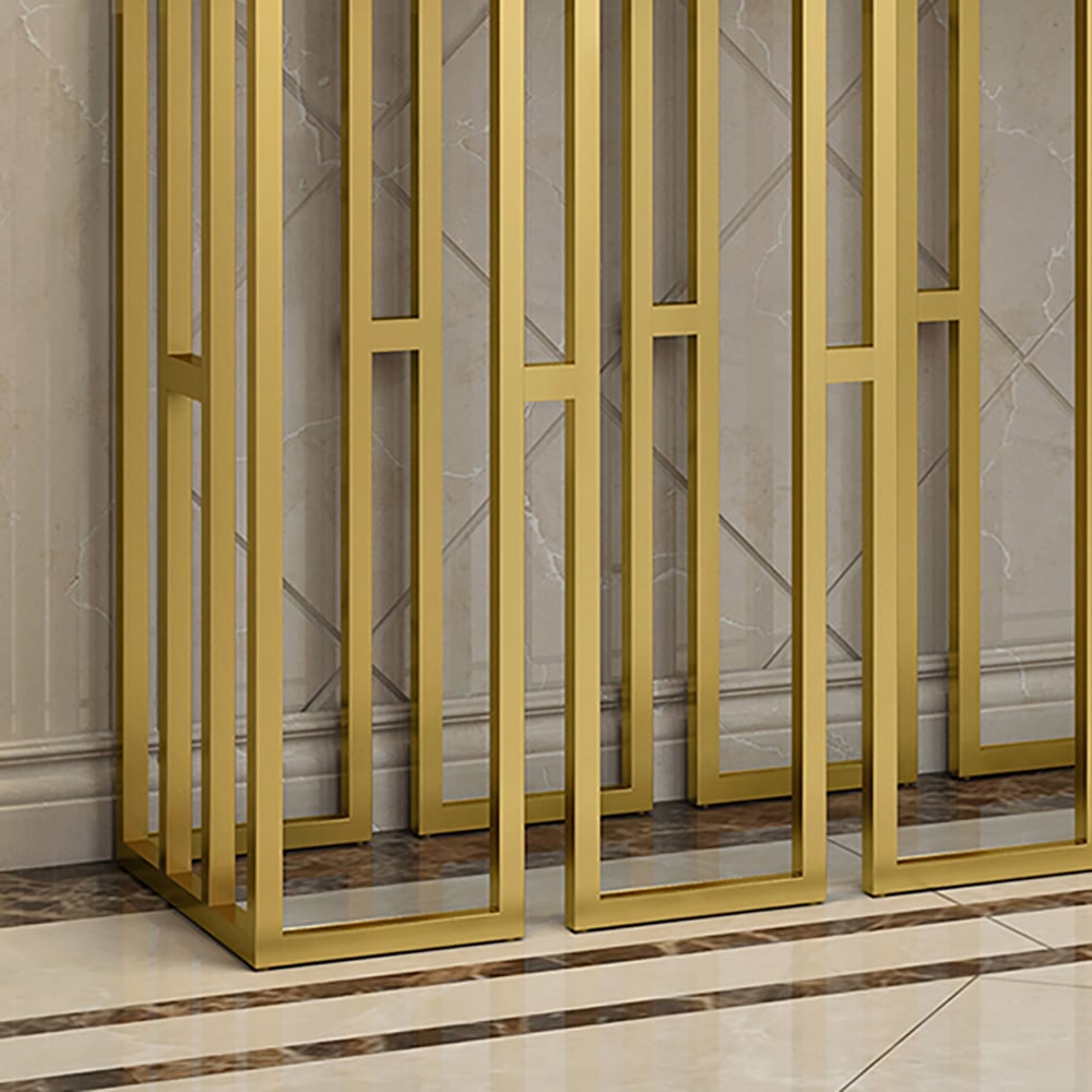 Black Narrow Console Table with Marble Top & Metal Frame window image