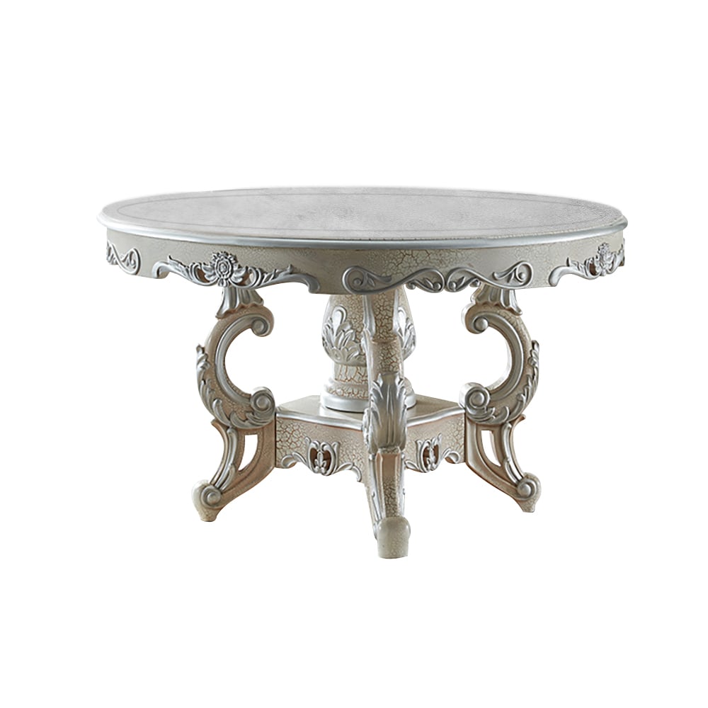 51.2"Traditional Round Dining Table in Solid Wood Vintage Dining Table window image