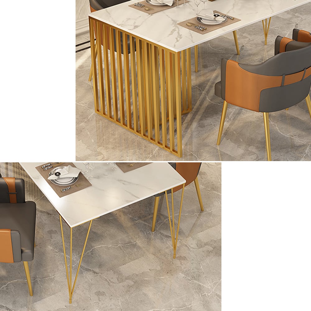 55.1"Modern Dining Table with Sintered Stone Top & Metal Frame in White window image